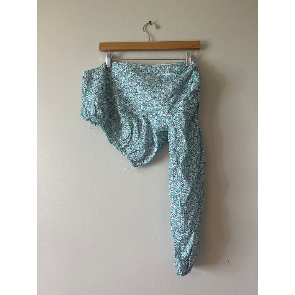 NWT Cami NYC Lenore One Shoulder Crop Top Blouse in Turquoise Wallpaper - Picture 6 of 10